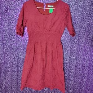 Medium Burgundy embroidered peasant dress